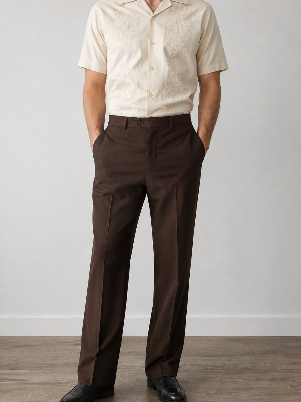 Men’s Vintage Day’s Brown Polyester Dress Pants 36 Made in Canada 70s
